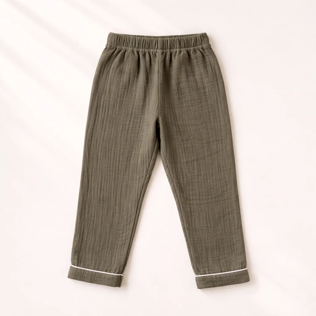 Unisex Crinkle Muslin Night Suit - Forest Green