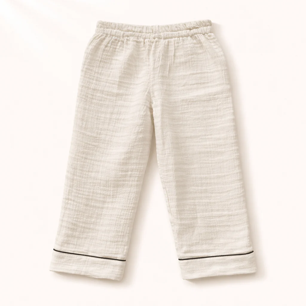 Unisex Crinkle Muslin Night Suit - The Marshmallow