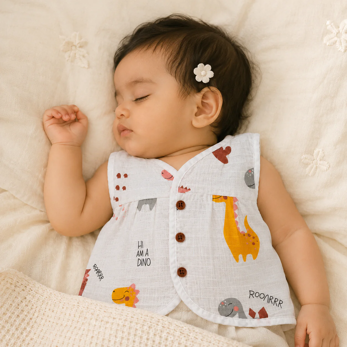 Baby Girl Organic Muslin Frill Jabla - Tinysaurus