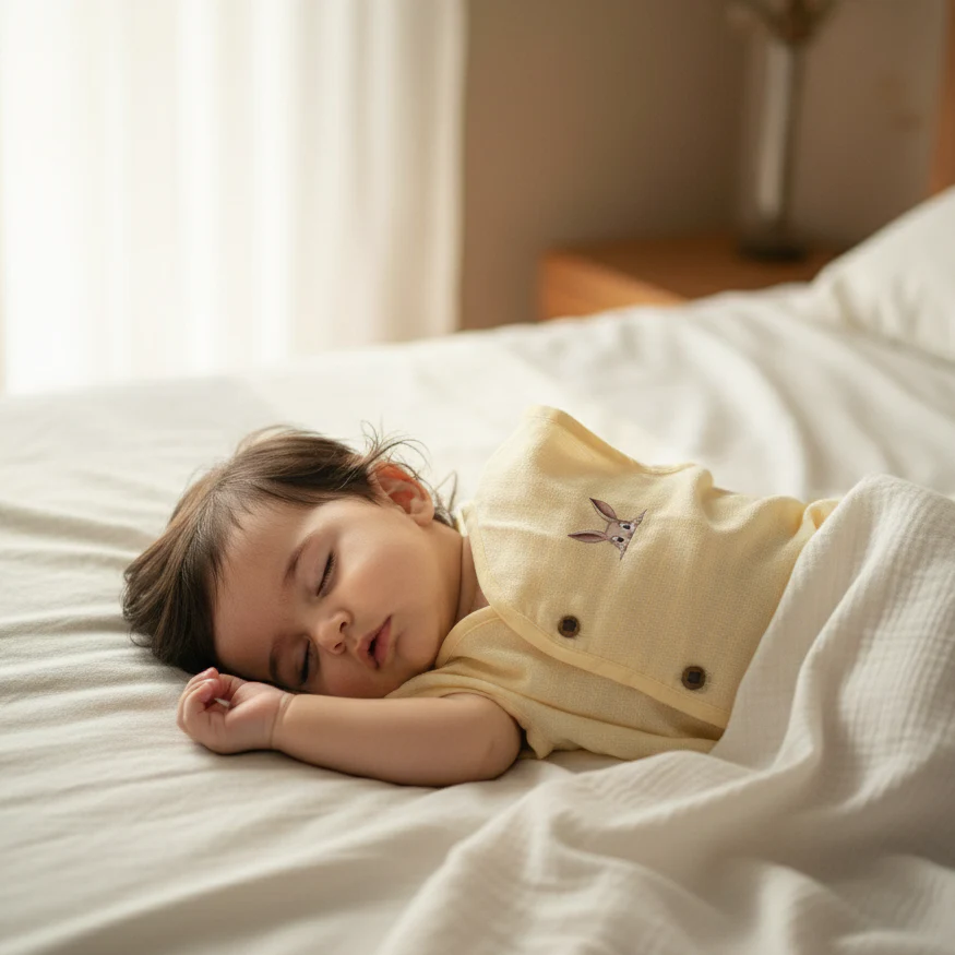 Organic Muslin unisex Sleeveless Jabla - Lemon Bunny
