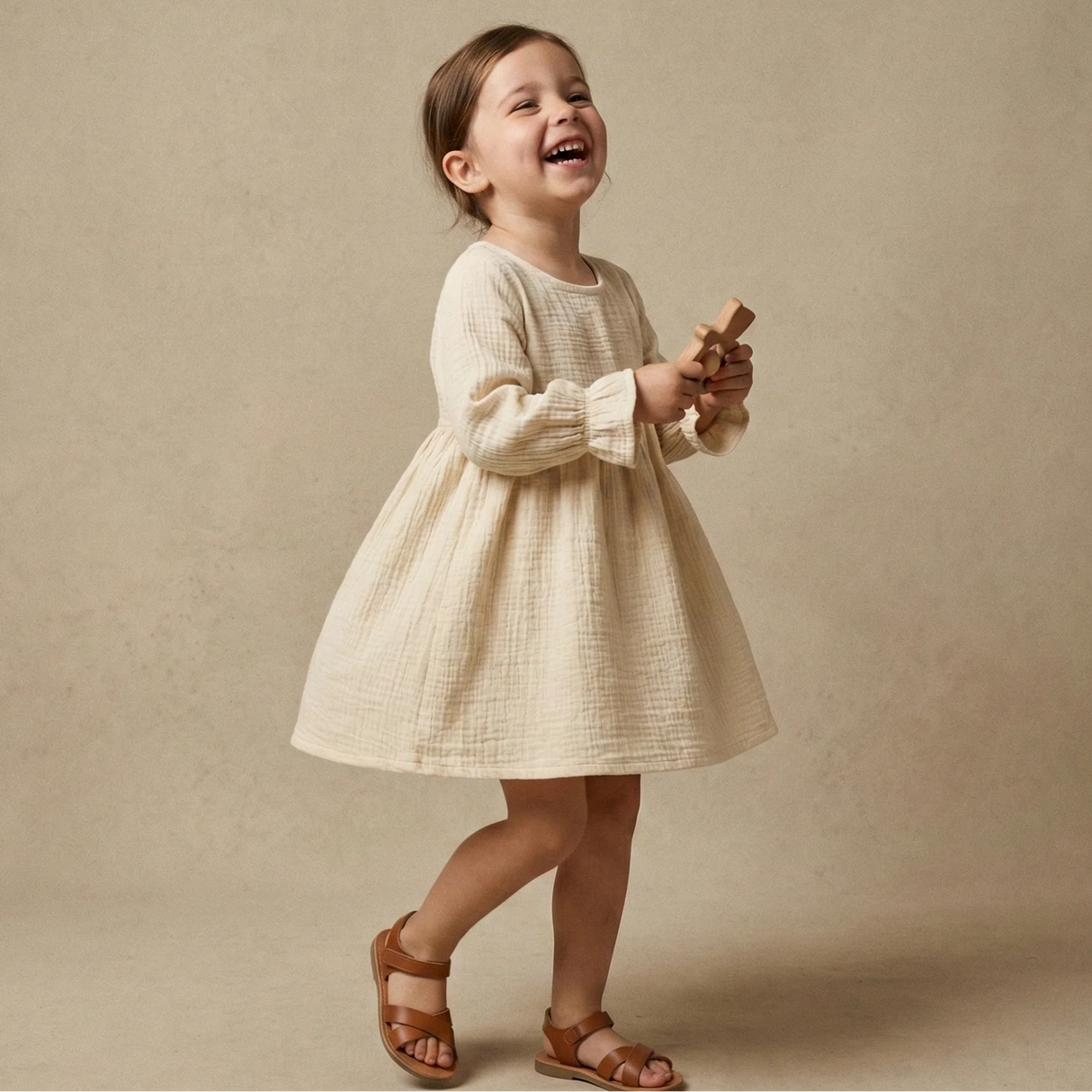 Crinkle Muslin Frill Frock