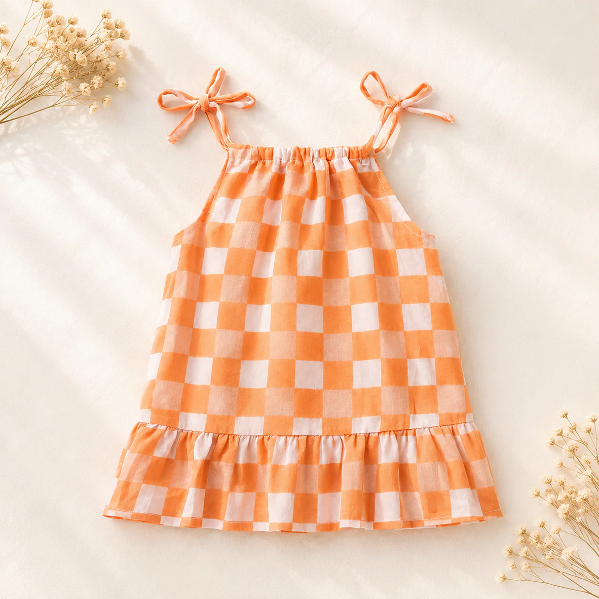 Baby Girl Organic Muslin Knot Jabla Frock - Peachy