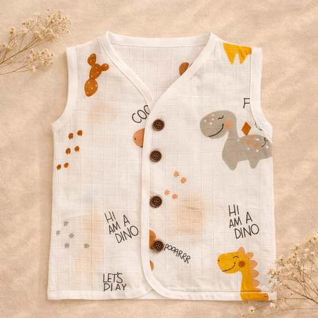 Organic Muslin Unisex Sleeveless Jabla - Tinysaurus
