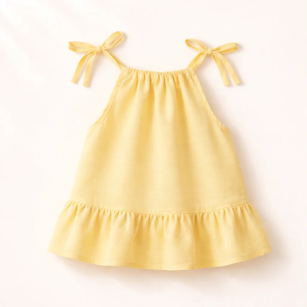 Baby Girl Organic Muslin Knot Jabla Frock - Yellow