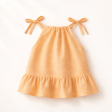 Baby Girl Organic Muslin Knot Jabla Frock - Peach