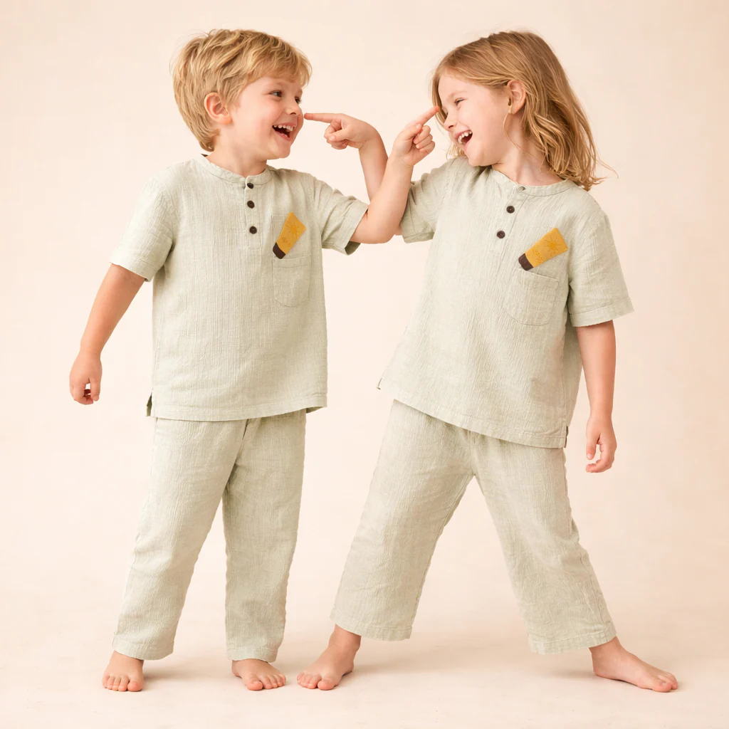 Unisex Crinkle Muslin Nightwear - Earthy Sage