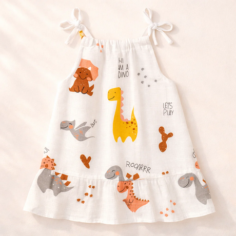 Baby Girl Organic Muslin Knot Frock Jabla - Tinysaurus