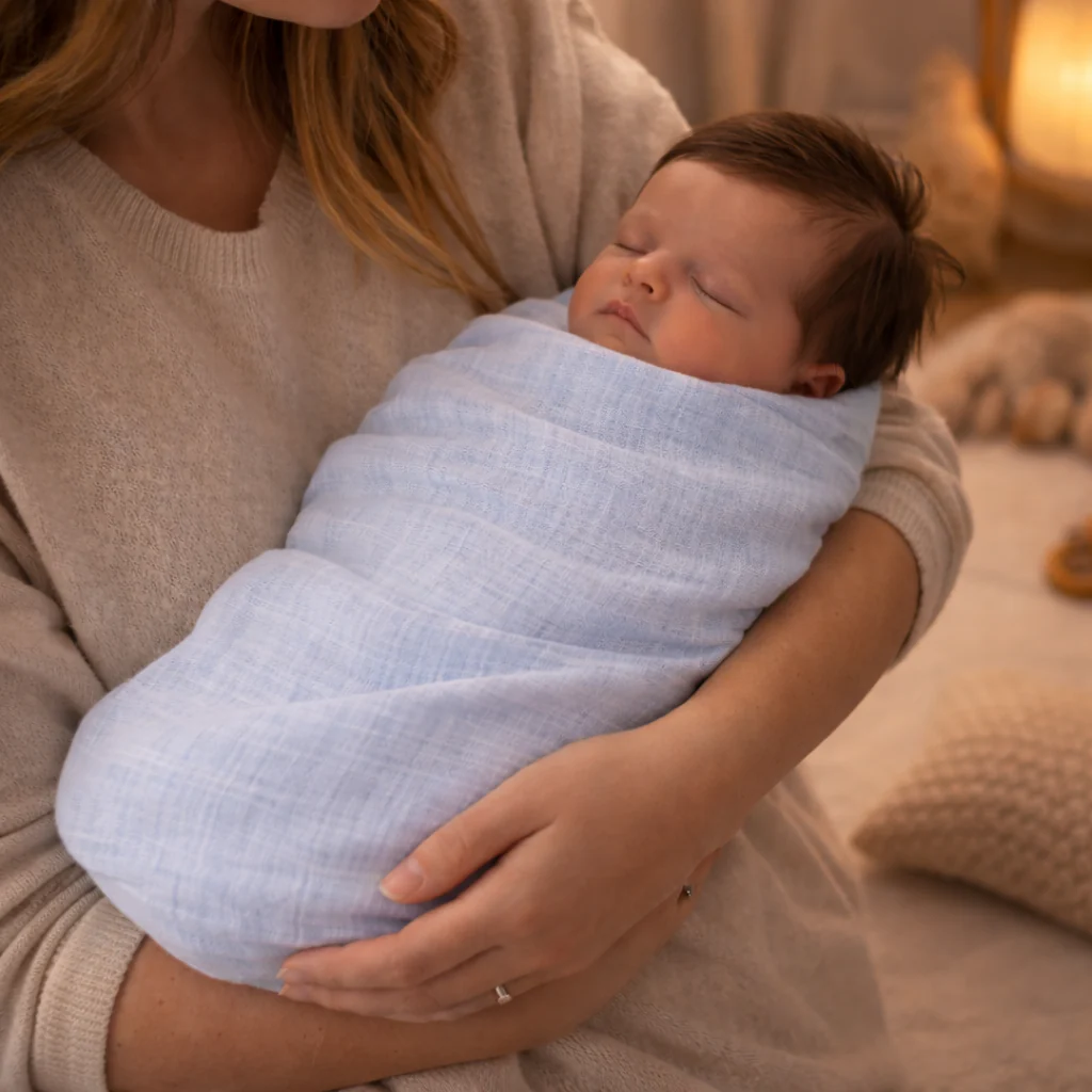 Muslin Nap Time Blanket - Powder Blue