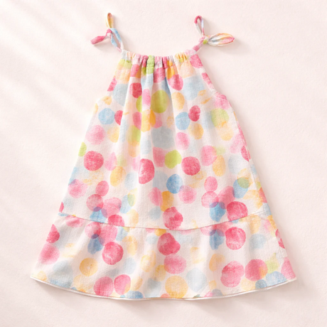 Baby Girl Organic Muslin Knot Frock Jabla - Rainbow