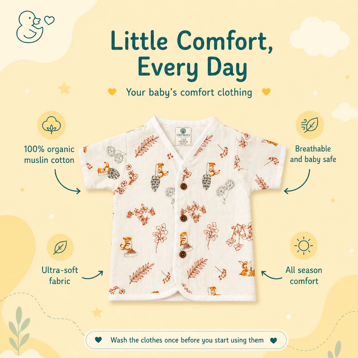 Organic Muslin Unisex Jabla - Nature Nest
