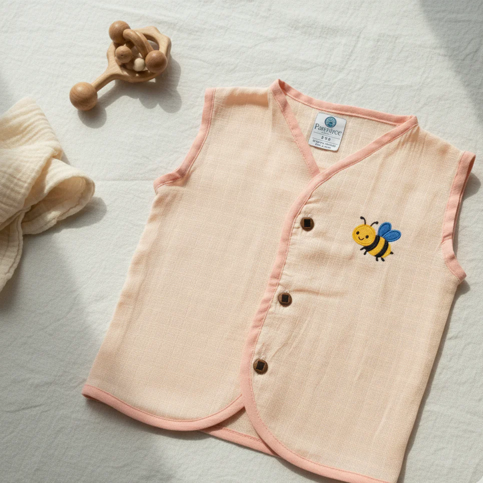 Organic Muslin Unisex Sleeveless Jabla - Peachy Bee