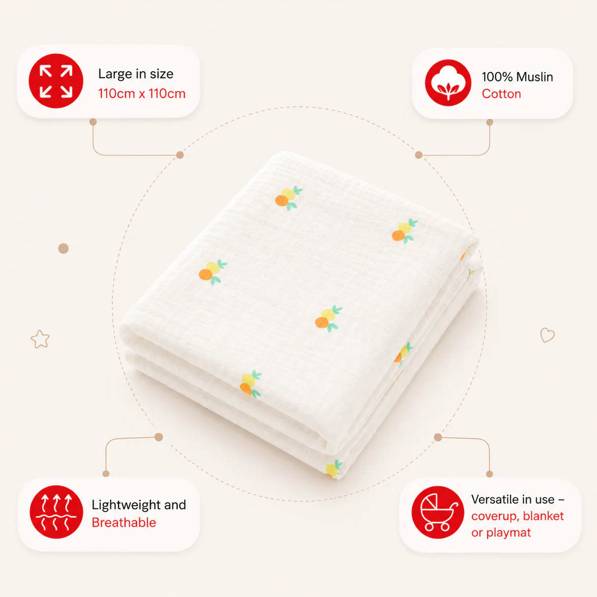 Muslin Nap Time Blanket - Citrus Bloom