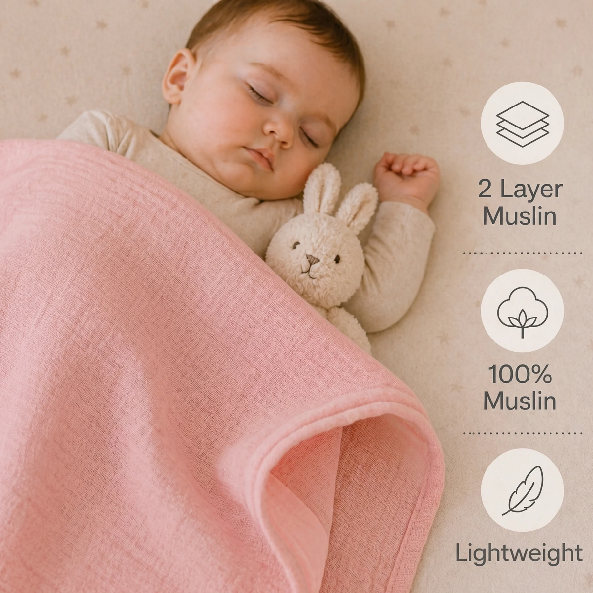 Muslin Nap Time Blanket - Pure Blush