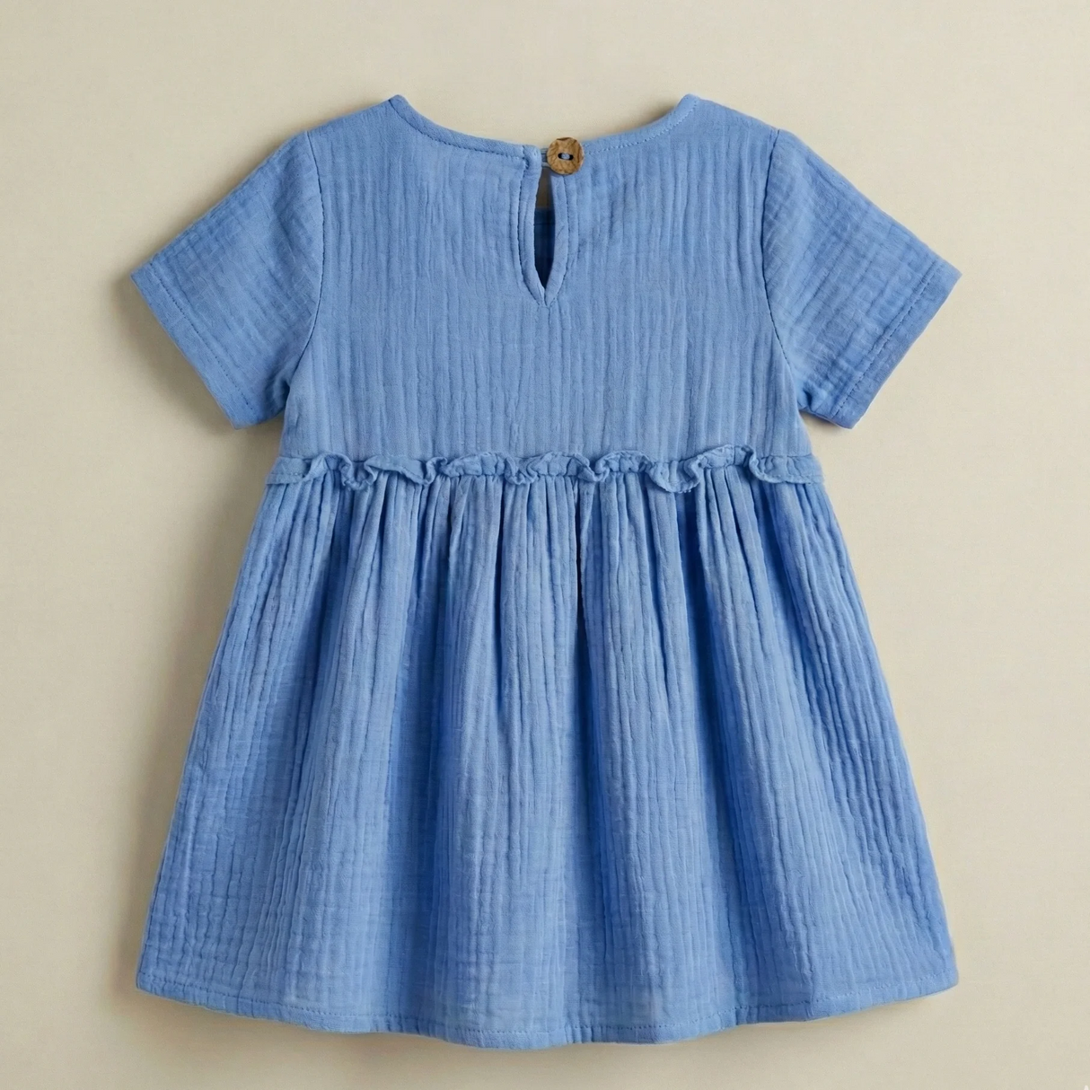 Crinkle Muslin Frill Frock - Embroidered