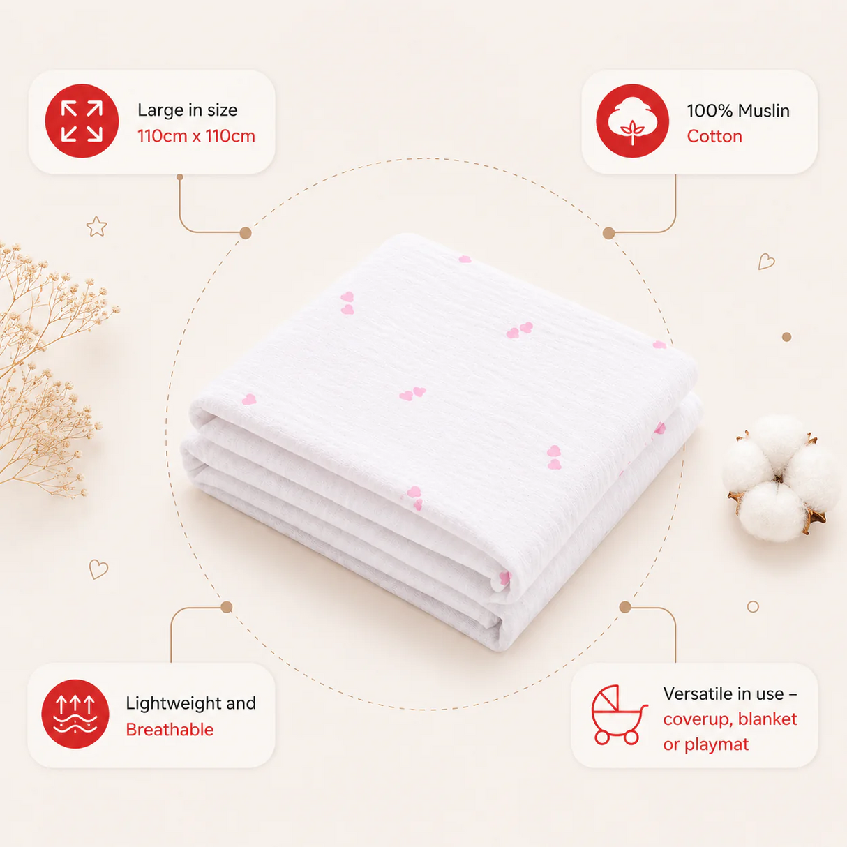 Muslin Nap Time Blanket - Tiny Loves