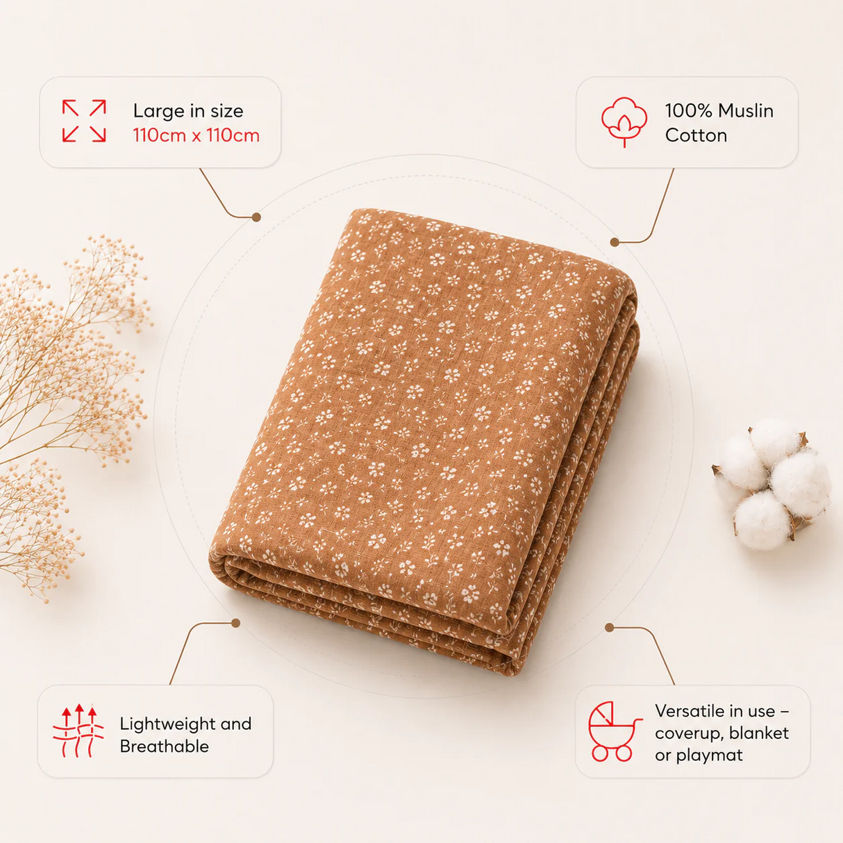 Muslin Nap Time Blanket - Toasted Petals