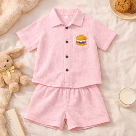 Unisex Crinkle Muslin Nightwear - Pastel Pink