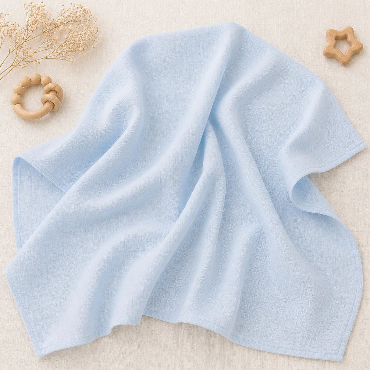 Muslin Nap Time Blanket - Powder Blue