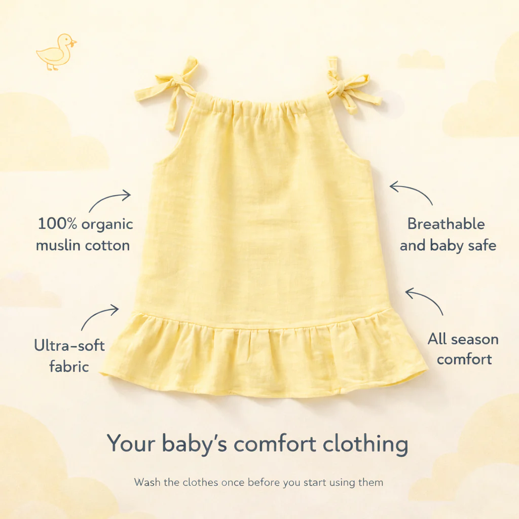 Baby Girl Organic Muslin Knot Frock - Pack of 3