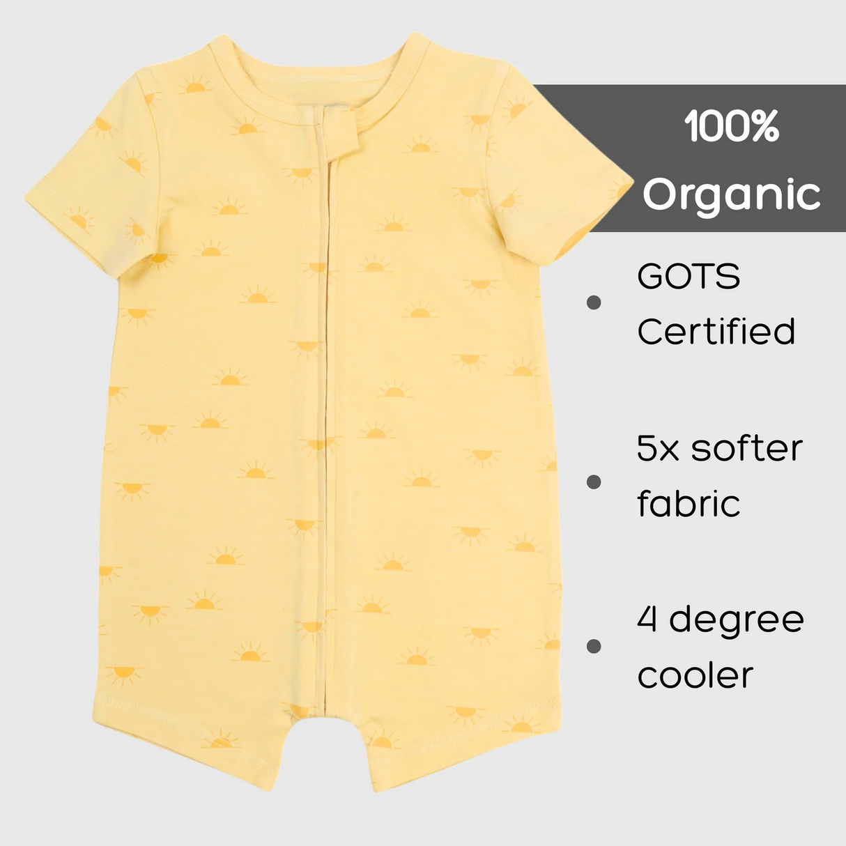 Organic Half Sleeve Baby Romper – Lemon Yellow