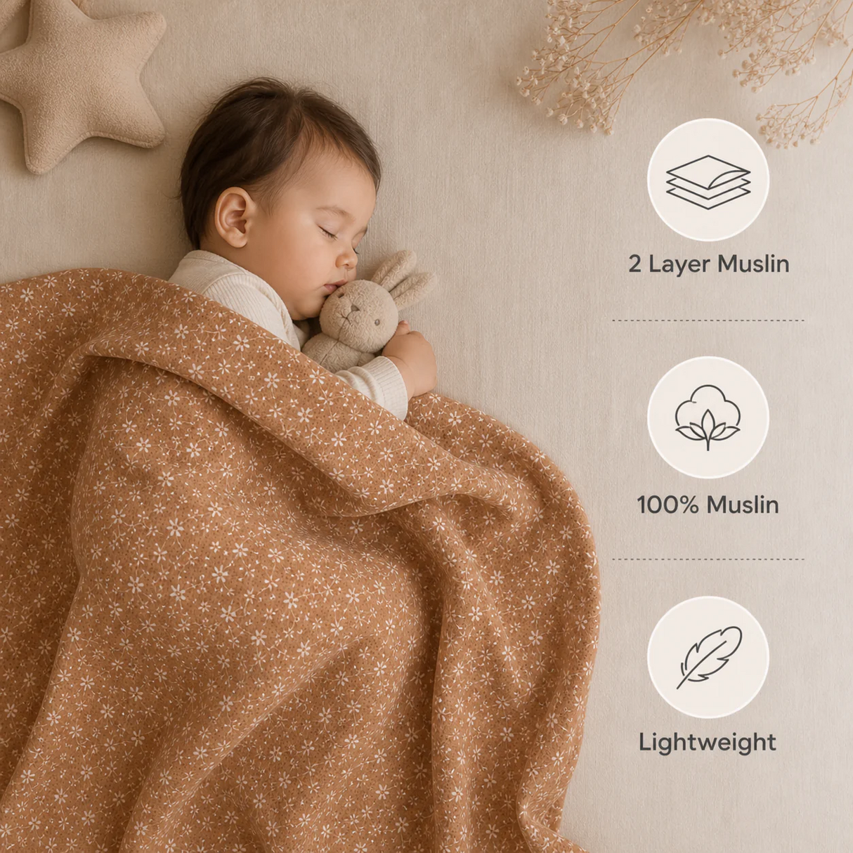 Muslin Nap Time Blanket - Toasted Petals