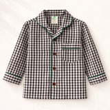 Unisex Cotton Seersucker Night Suit - Black & White Checkered