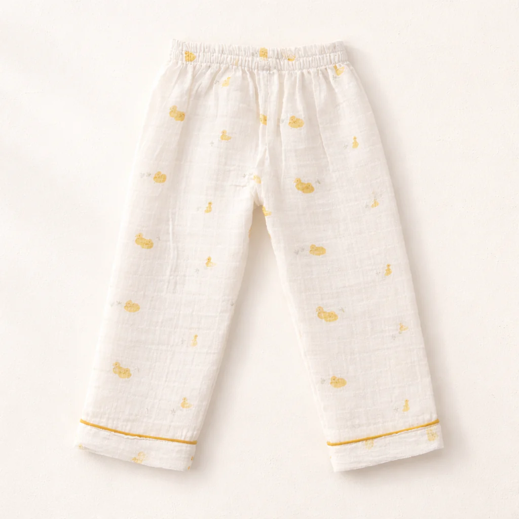 Unisex Crinkle Muslin Night Suit - Little Duckling