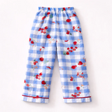 Unisex Crinkle Muslin Night Suit - Cherry Blue
