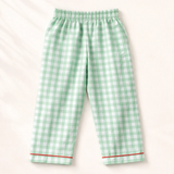 Unisex Cotton Seersucker Night Suit - Mint Checkered
