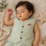 Organic Muslin Unisex Sleeveless Jabla - Mushroom Mist