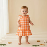 Baby Girl Organic Muslin Knot Jabla Frock - Peachy