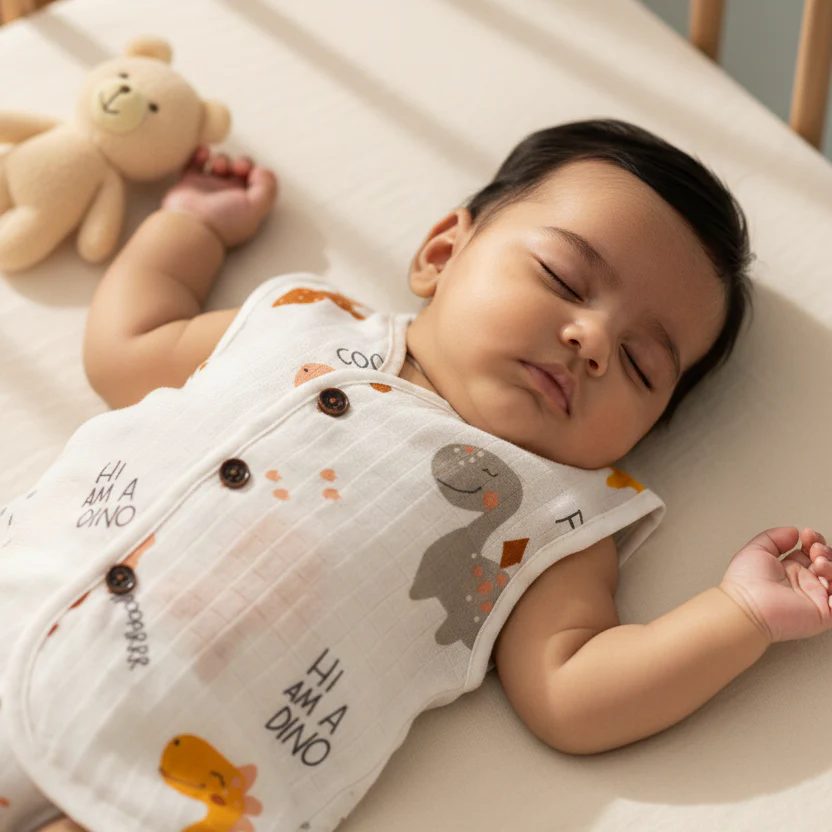 Organic Muslin Unisex Sleeveless Jabla - Tinysaurus
