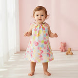 Baby Girl Organic Muslin Knot Frock Jabla - Rainbow