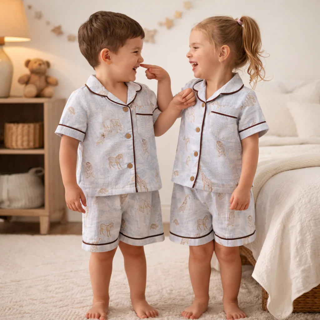 Unisex Crinkle Muslin Nightwear - Mini Safari