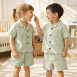 Unisex Crinkle Muslin Nightwear - Sage Summer