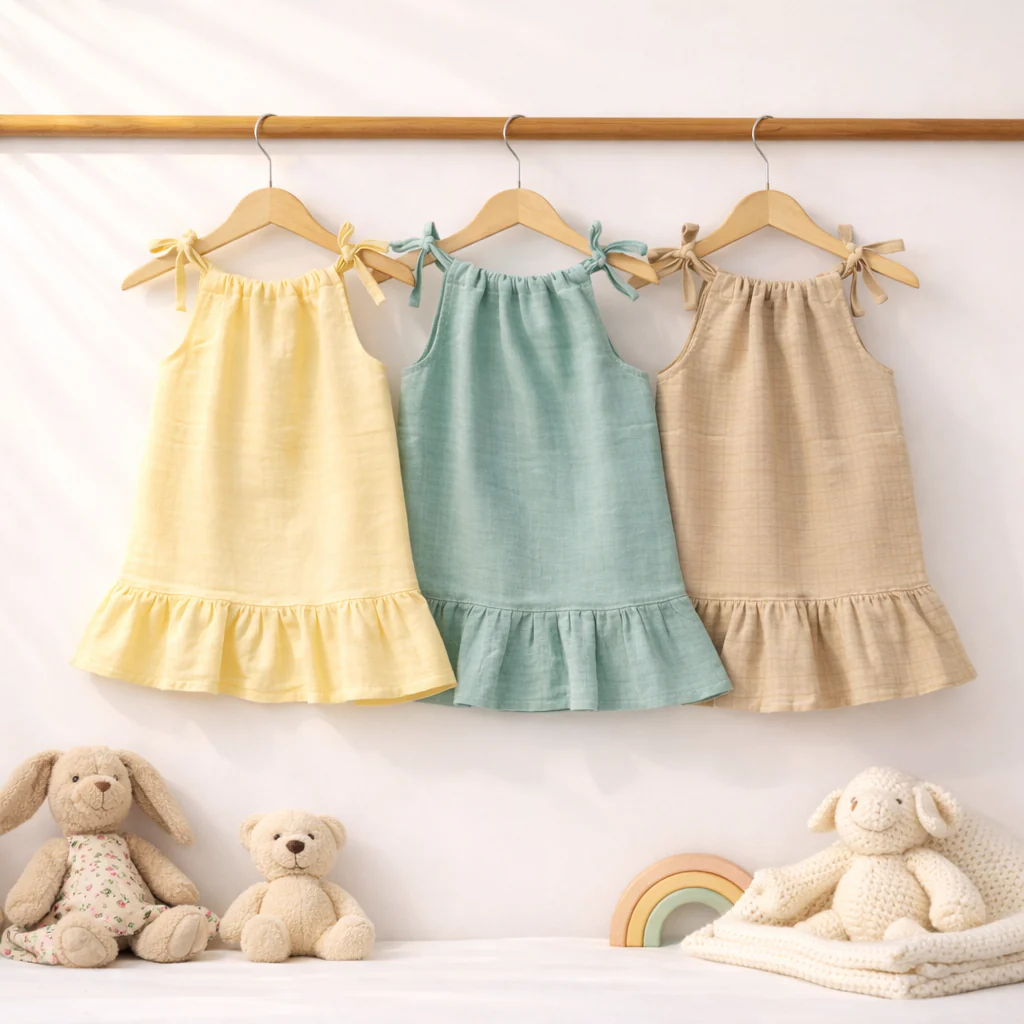 Baby Girl Organic Muslin Knot Frock - Pack of 3