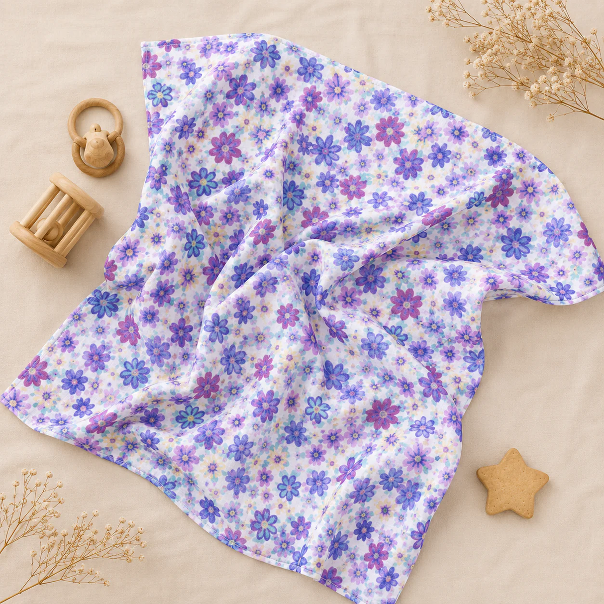 Muslin Nap Time Blanket - Blue Flora