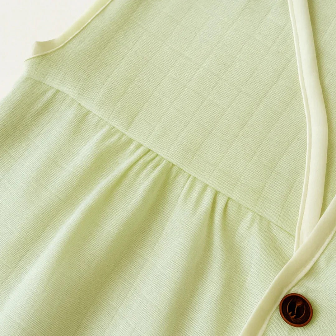 Baby Girl Organic Muslin Frill Jabla- Soft Leaf