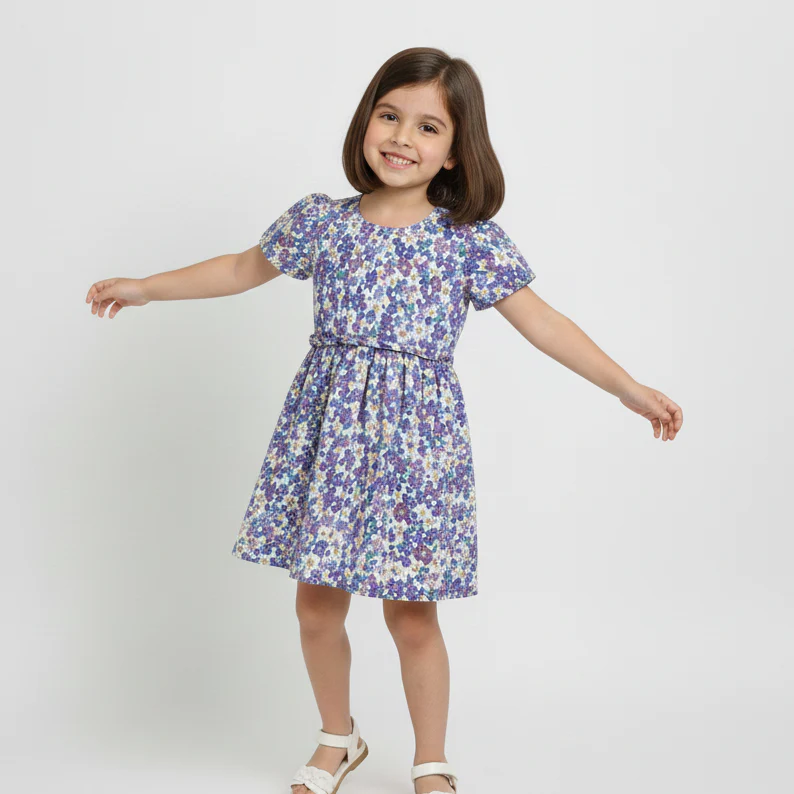 Crinkle Muslin Frill Frock - Floral