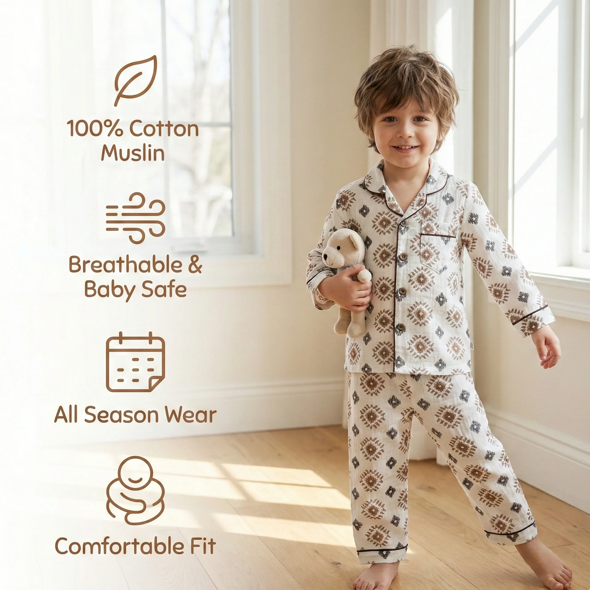 Unisex Bamboo Cotton Night Suit - Playfull