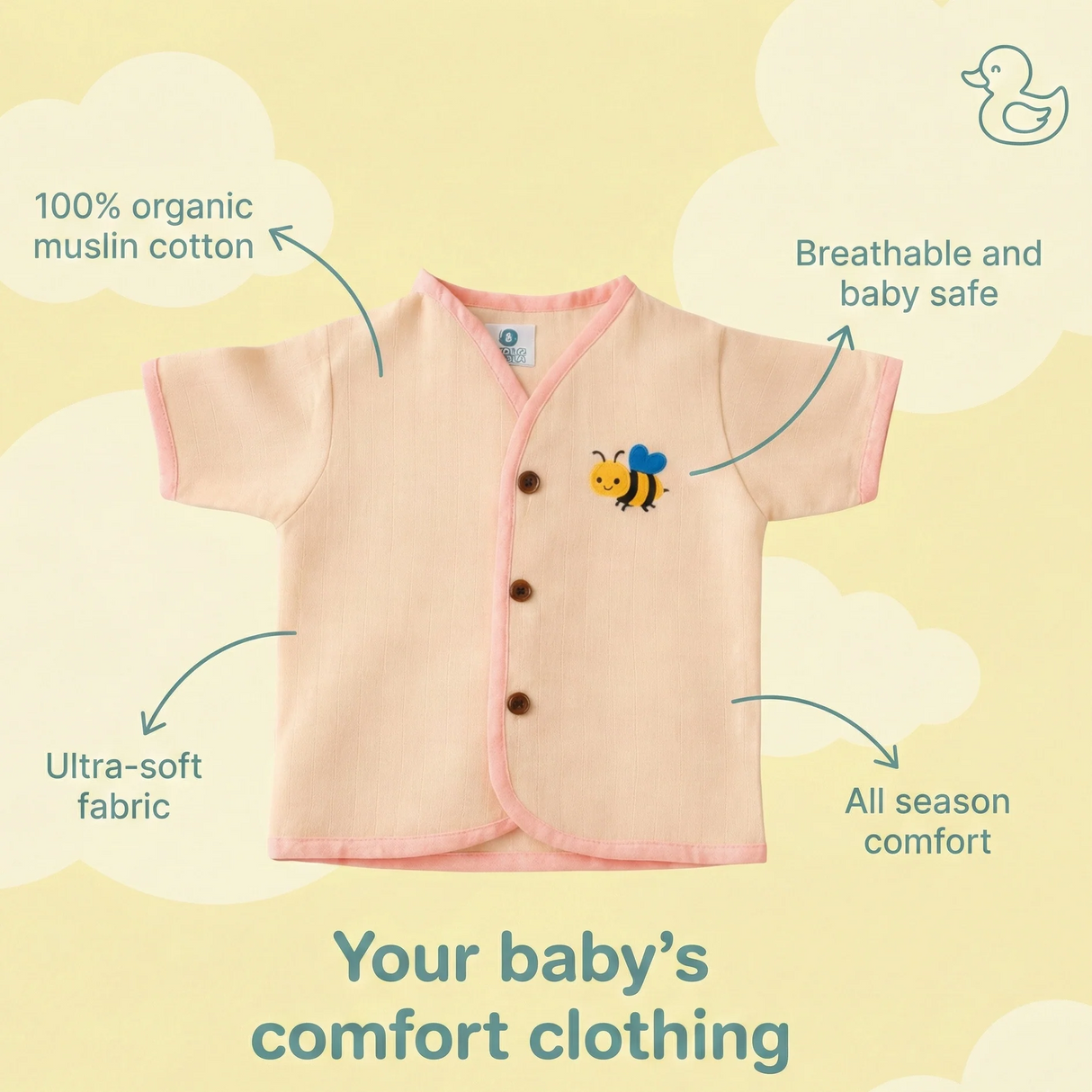 Organic Muslin Unisex Jabla - Peachy Bee