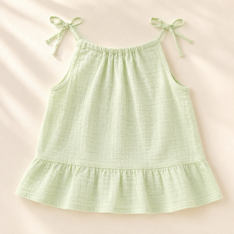 Baby Girl Organic Muslin Knot Frock Jabla - Green