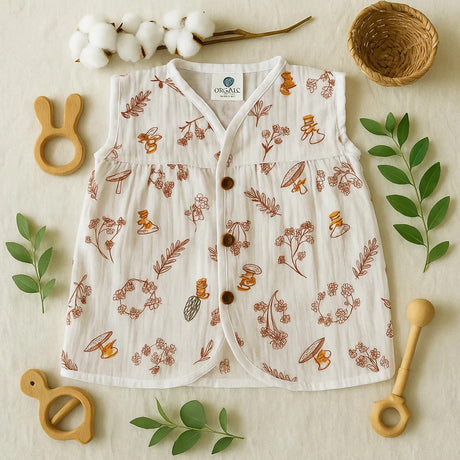 Baby Girl Organic Muslin Frill Jabla- Nature Bliss