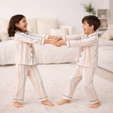 Unisex Crinkle Muslin Night Suit - Stripped