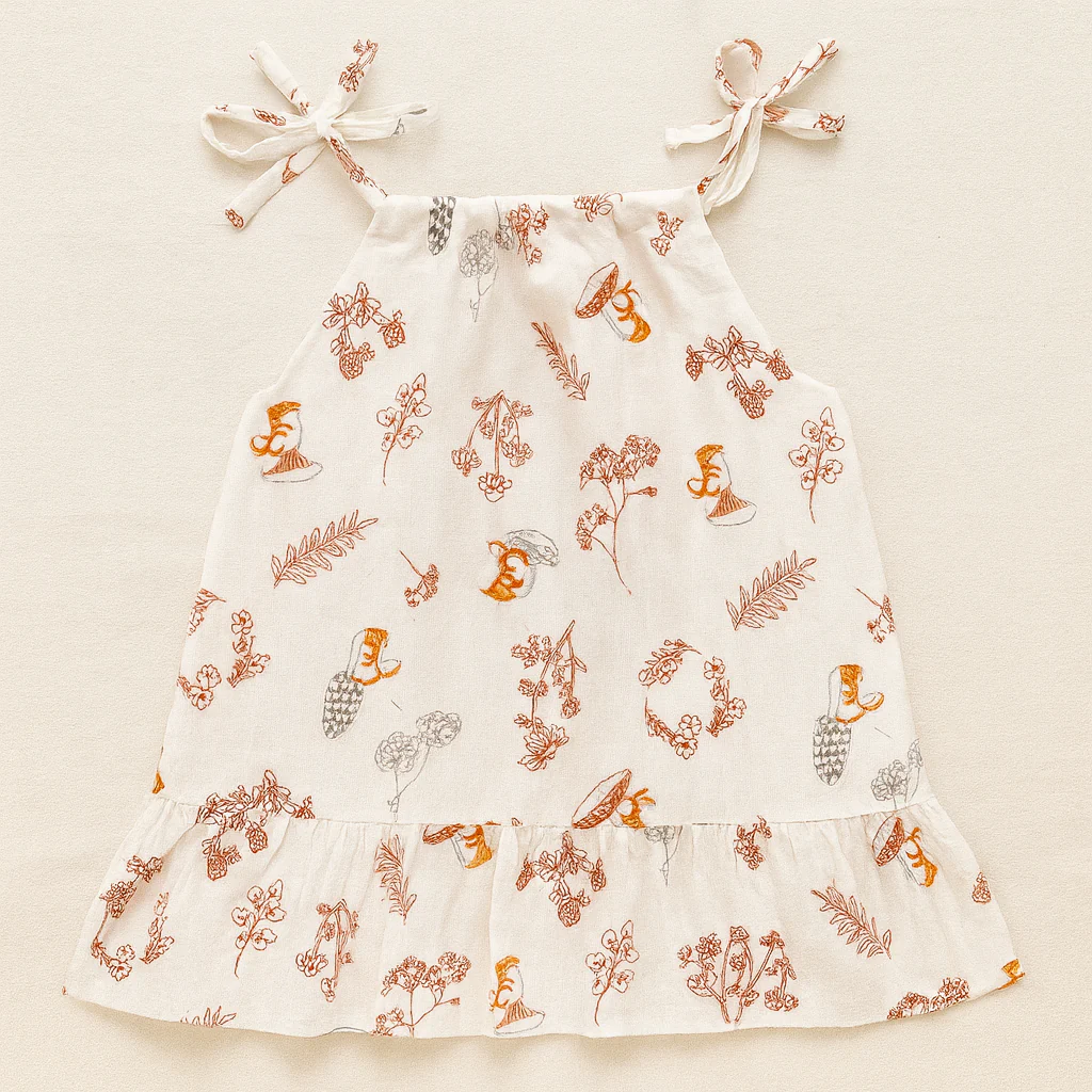 Baby Girl Organic Muslin Knot Frock Jabla - Nature Tales