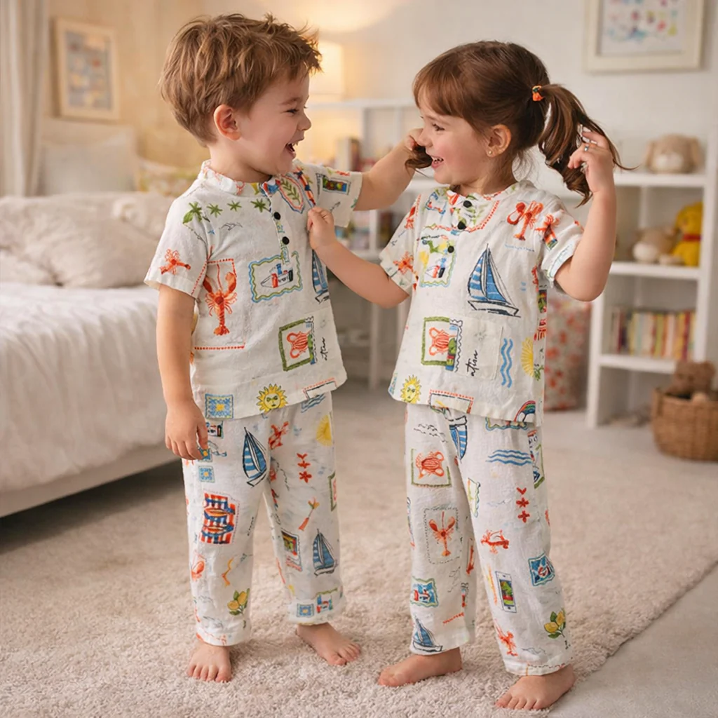 Unisex soft Muslin Nightwear - Seaside Smiles