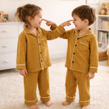 Unisex Crinkle Muslin Night Suit - Golden Glow