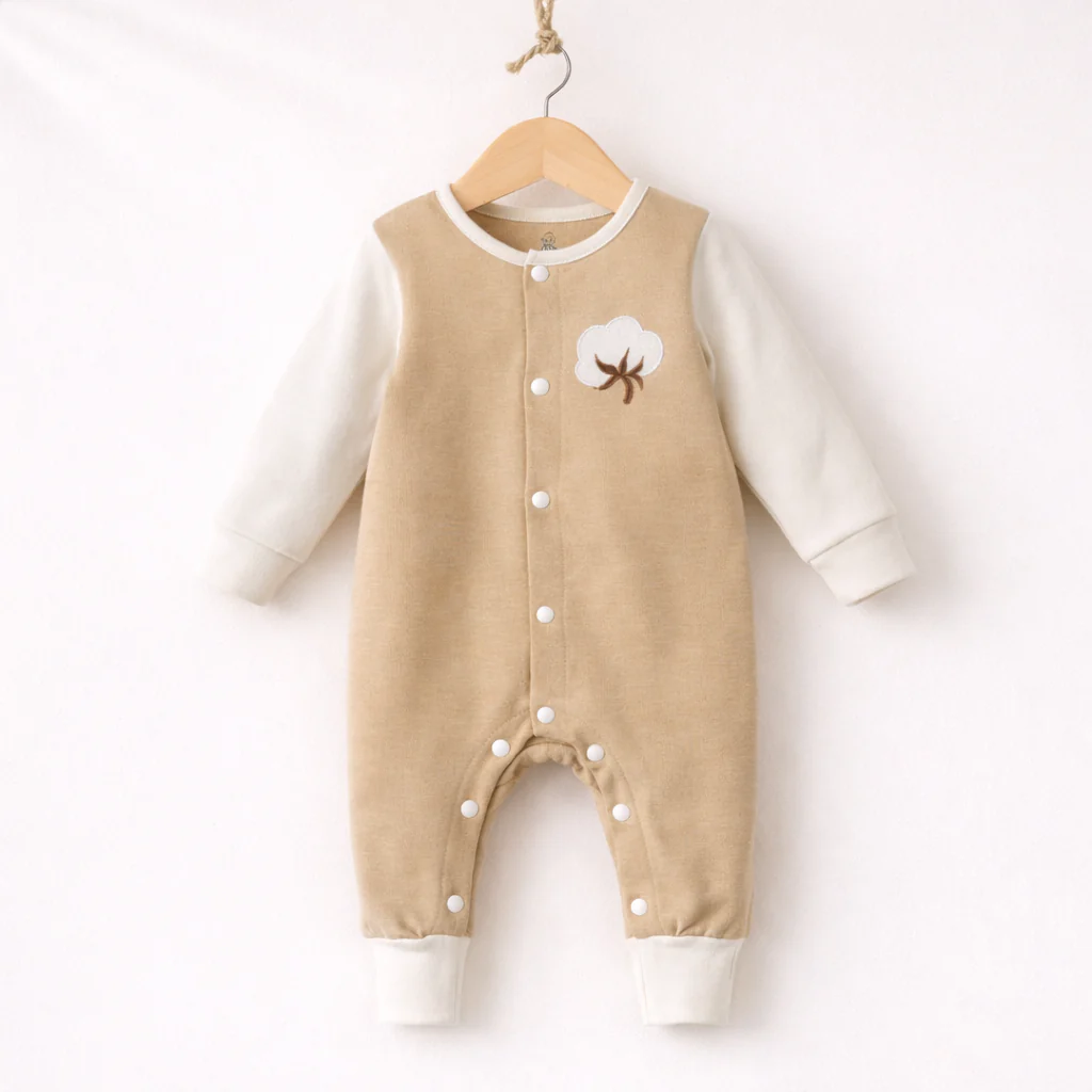 Organic Cotton Romper Beige