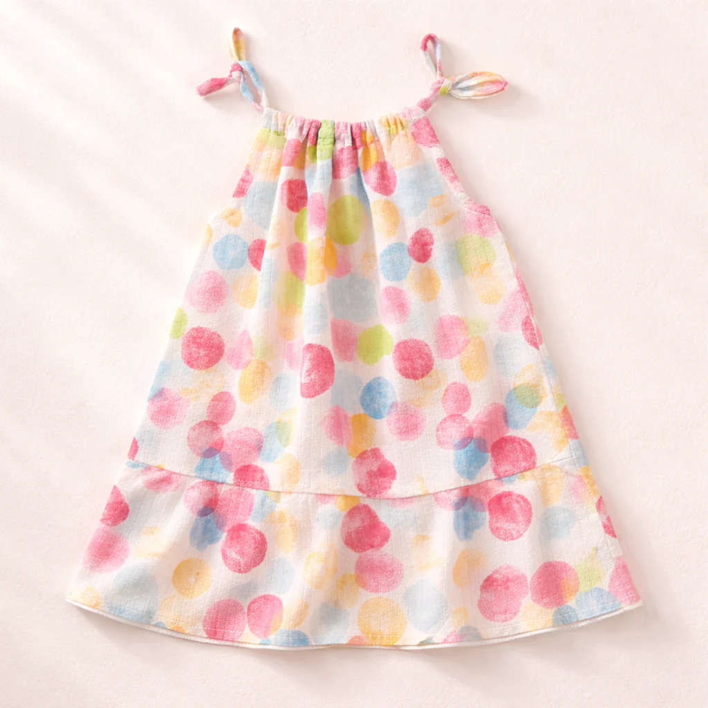 Baby Girl Organic Muslin Knot Frock Jabla - Rainbow