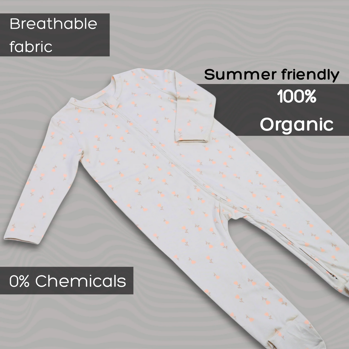 Organic Summer Romper – Floral Ivory
